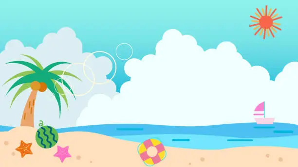 Vector illustration of Summer seaside background illustration material