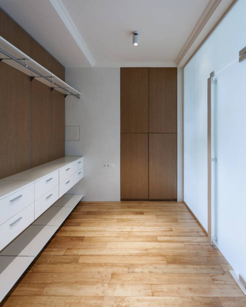 istock Modern wardrobe with contemporary interior design in bedroom 1256985670