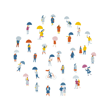 different people flat vector set. Crowd of people