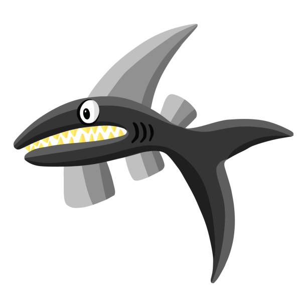 istock Cartoon Fish or Shark or Whale Illustration on White Background 1256992407