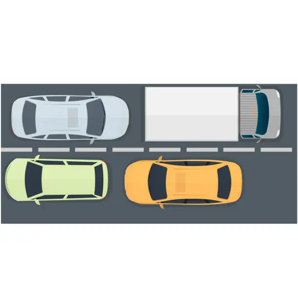 Vector illustration of Traffic. Cars driving on the road