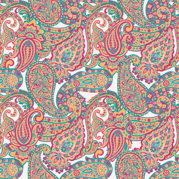 istock Paisley vector seamless pattern. Fantastic flower, leaves. Batik style painting. Vintage background 1257000353
