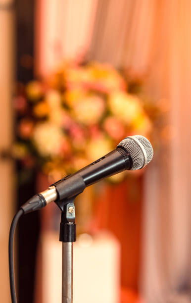 istock microphone on the stage in the room 1257000890