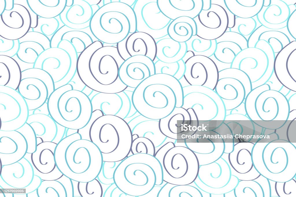 Molusc Pattern Blue Mollusc Shell Seamless Pattern On White Isolated Background Stock ...