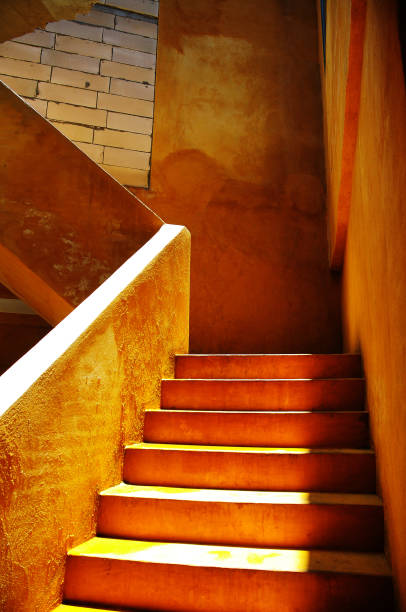 istock Orange stairs vintage style 1257003916