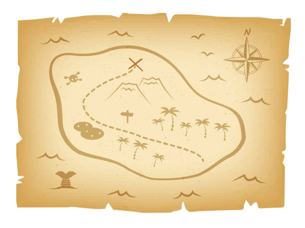 Treasure map illustration It is an illustration of a Treasure map. treasure map stock illustrations