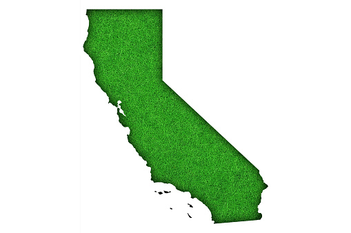 Map of California on green felt