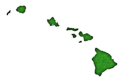 Map of Hawaii on green felt