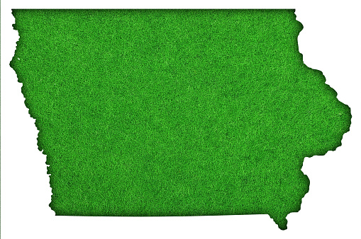 Map of Iowa on green felt