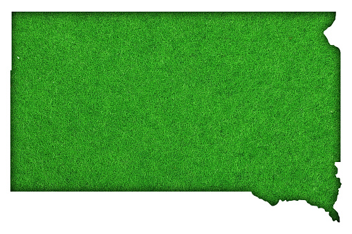 Map of South Dakota on green felt
