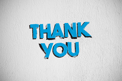 Thank You Graffiti on White Background. Horizontal composition with copy space.