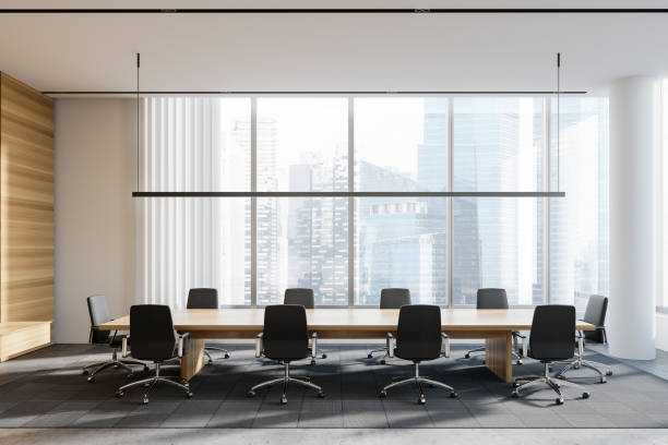istock White and wooden meeting room interior 1257007055