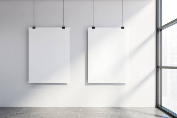 istock Two mock up poster in white wall room 1257007345