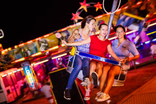 Women having fun in an amusement park