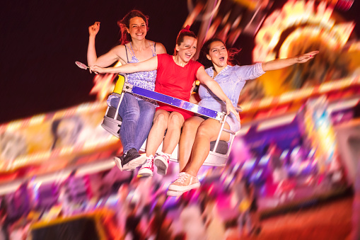 Women having fun in an amusement park
