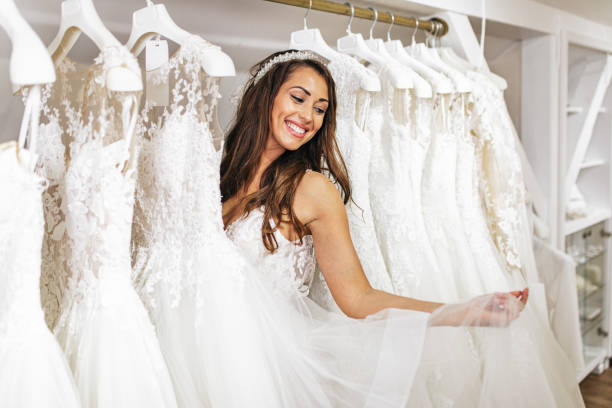 istock Beautiful bride in wedding salon 1257013571