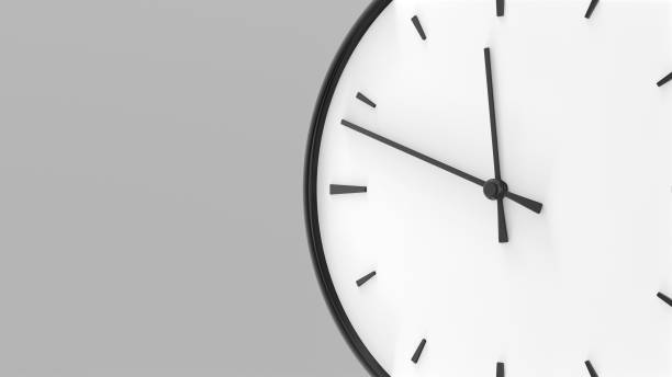 istock Clock arrow close up animation. Minimal white design on a gray background. 3D rendering 1257013653