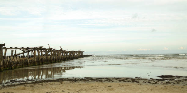 istock Old pier in Sventoji on the Baltic coast. 1257014643