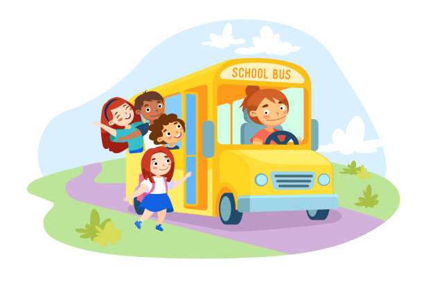 Schoolkids Characters Enter Yellow School Bus With Driver Girl Inside Kids With Backpack Waving Hands Back To School Stock Illustration - Download Image Now - iStock Schoolkids Characters Enter Yellow School Bus With Driver Girl Inside Kids With Backpack Waving Hands Back To School Stock Illustration - Download Image Now - iStock