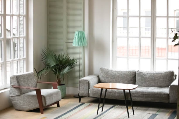 istock Modern empty living room with comfortable furniture 1257016155