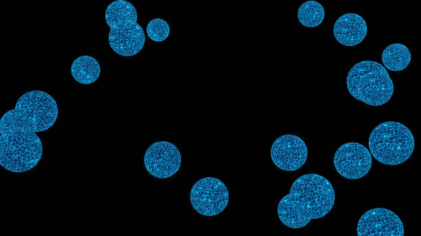 istock Illustration Graphic Of 3D Abstract Wired Frame Plasma Sphere or Circle, Isolated On The Black Background. Blue color energy ball object floating on the frame. 1257019947