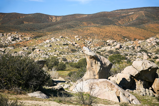 Baja California, Mexico -- The territories of the Kumeyaay Indians reserve in the Tecate region in the state of Baja California in northern Mexico, near the border with USA. The Kumeyaay, also known as Tipai-Ipai or Kumiai, are a tribe of indigenous peoples of the Americas who live between northern Mexico and southern California, in the United States, along a binational territory straddling the border which is considered fundamental for their survival. The Kumeyaay people are known as the oak people, a tree considered sacred and a source of sustenance, warmth and protection.