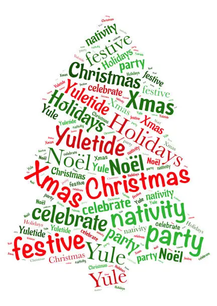 Vector illustration of Illustration of a word cloud with words representing Christmas holidays