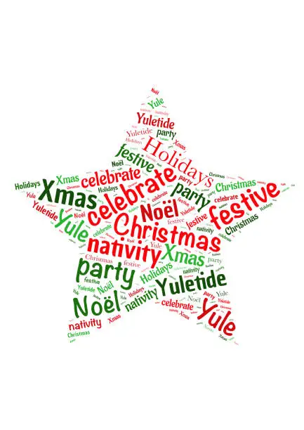 Vector illustration of Illustration of a word cloud with words representing Christmas holidays