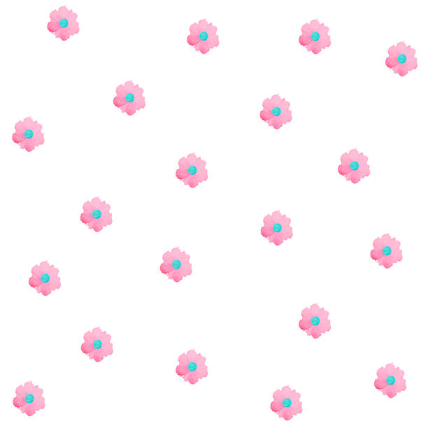 Watercolor seamless nature pattern with abstract pink flowers