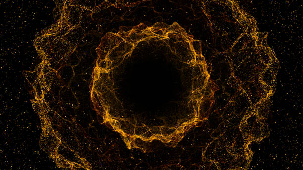 istock Energy circle particles wave abstract background. Futuristic glittering in space on black background. 1257030356