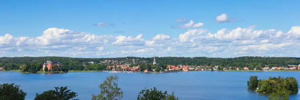 Panoramic view over lake Mälaren towards the town of Mariefred in the Södermanland county of Sweden.