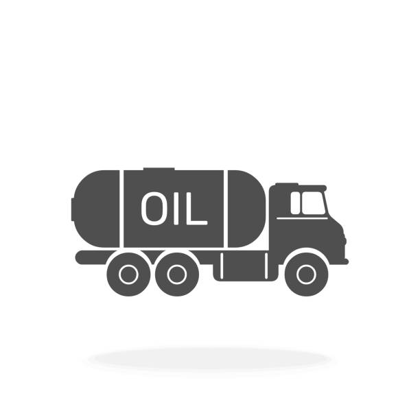 illustrations, cliparts, dessins animés et icônes de symbole d’illustration vectorielle d’icône de camion de pétrole - concept de transport de carburant et de pollution de combustible fossile. - fuel tanker delivering fossil fuel fuel and power generation