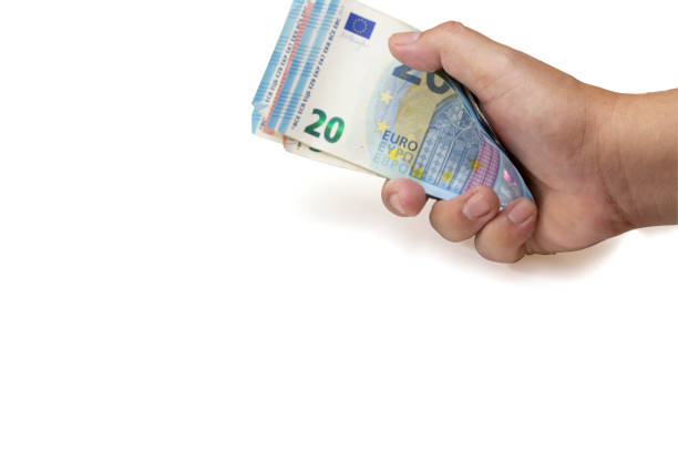 Hundred (100) dollar bill money on man 's hand holding isolate on white background, clipping path with pen tool, Recieves or payment by cash concept.