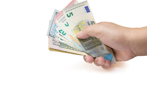 Hundred (100) dollar bill money on man 's hand holding isolate on white background, clipping path with pen tool, Recieves or payment by cash concept.