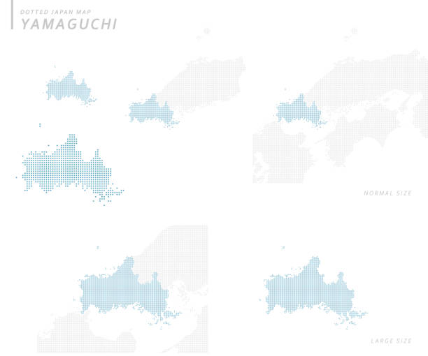 点線日本地図セット, 山口 - 山口点のイラスト素材／クリップアート素材／マンガ素材／アイコン素材