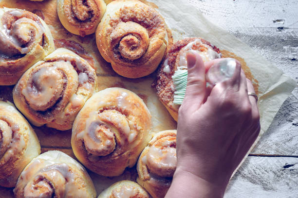 istock Rustic buns of sweet milk and cinnamon 1257033350
