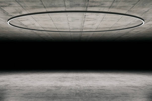 istock Modern industrial empty illuminated abstract interior stock photo 1257033655