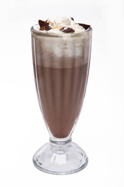 istock Chocolate milkshake in a tall glass 1257039325