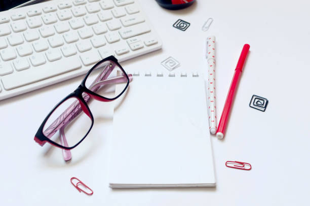 istock Online education concept. School supplies on white background. 1257039848