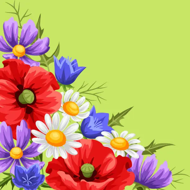 Vector illustration of Background with summer flowers.