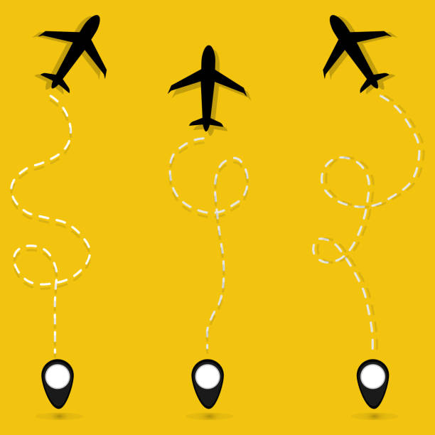 ilustrações de stock, clip art, desenhos animados e ícones de airplane plane route - 4369