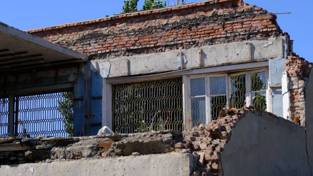 istock Destroyed old residential building in Russia 1257044259
