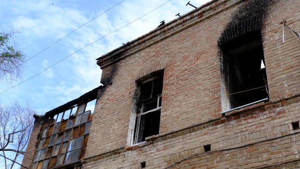 istock Destroyed old residential building in Russia 1257044342