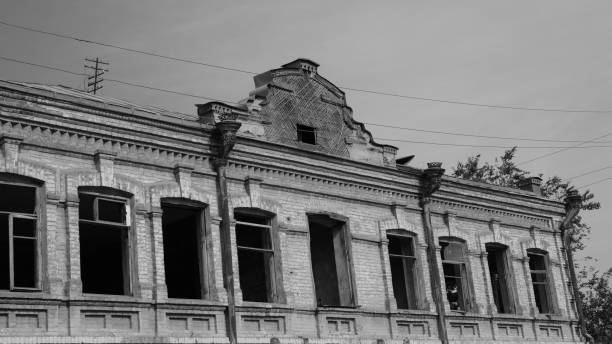 istock Destroyed old residential building in Russia 1257044379
