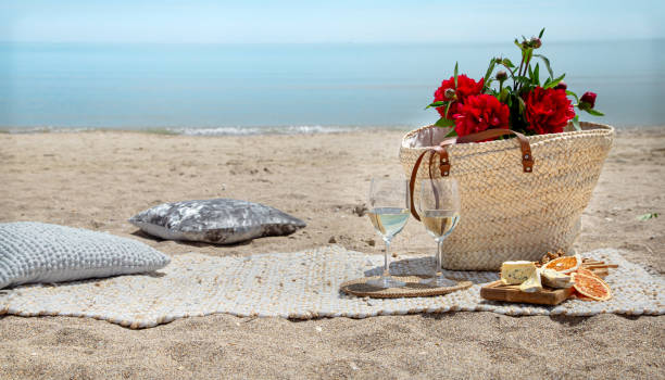istock Summer beautiful romantic picnic by the sea 1257044603