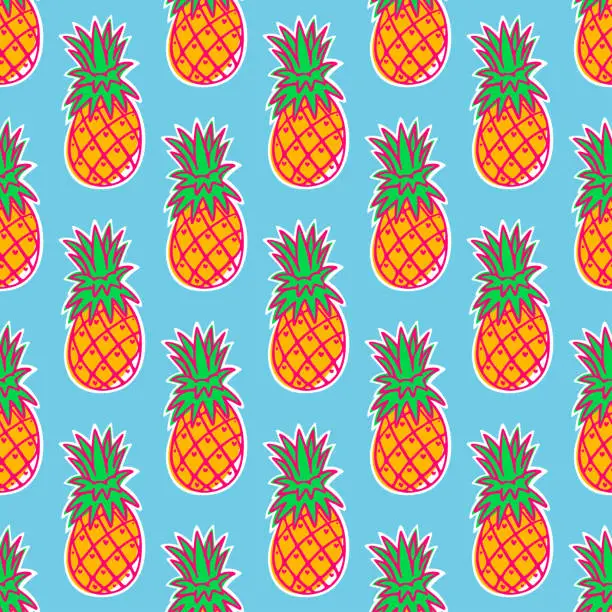 Vector illustration of ananas pineapple fruit seamless pattern