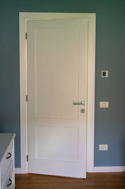 istock White wooden door closed 1257045902