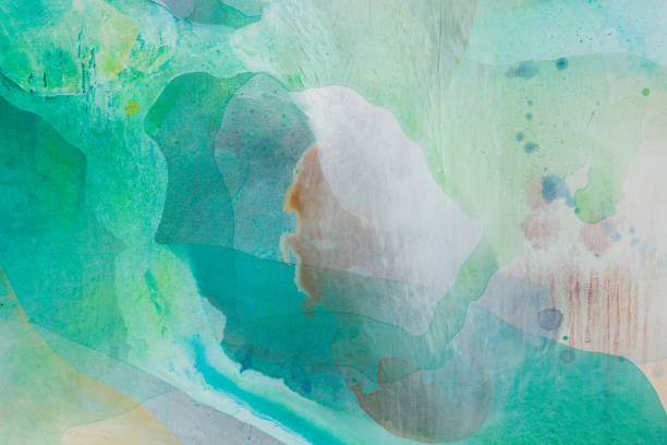 istock Pattern textured painting in green tones. 1257046217