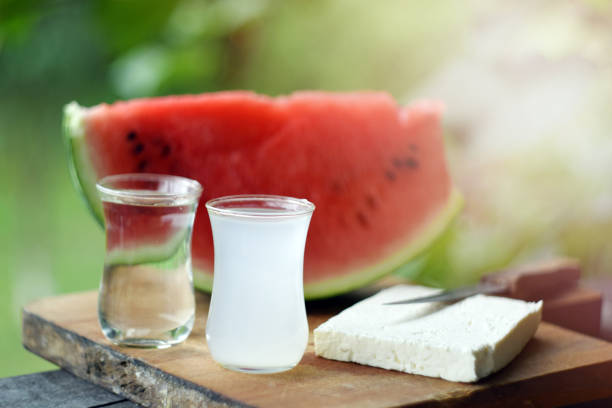 ouzo  watermelon and feta cheese
