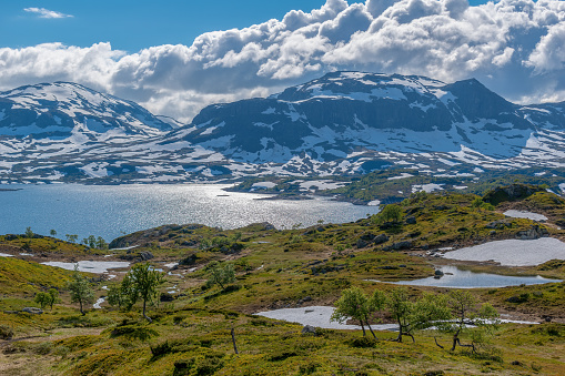 The landscape of Hardangervidda National Park in Norway